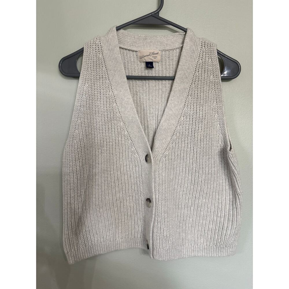 Universal Thread Knit Sweater Vest Women’s XL Cream Button Front Sleeveless